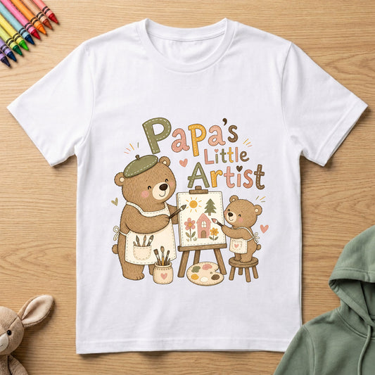 Papa's Little Artist - Kids Crew Neck T-Shirt
