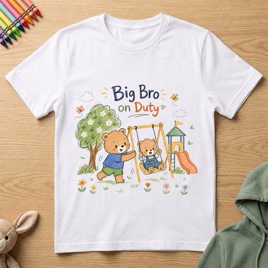 Big bro on duty 2 - kids Crew Neck T-Shirt