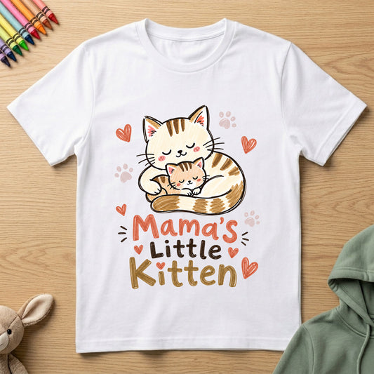 Mama's Little Kitten - Kids Crew Neck T-Shirt
