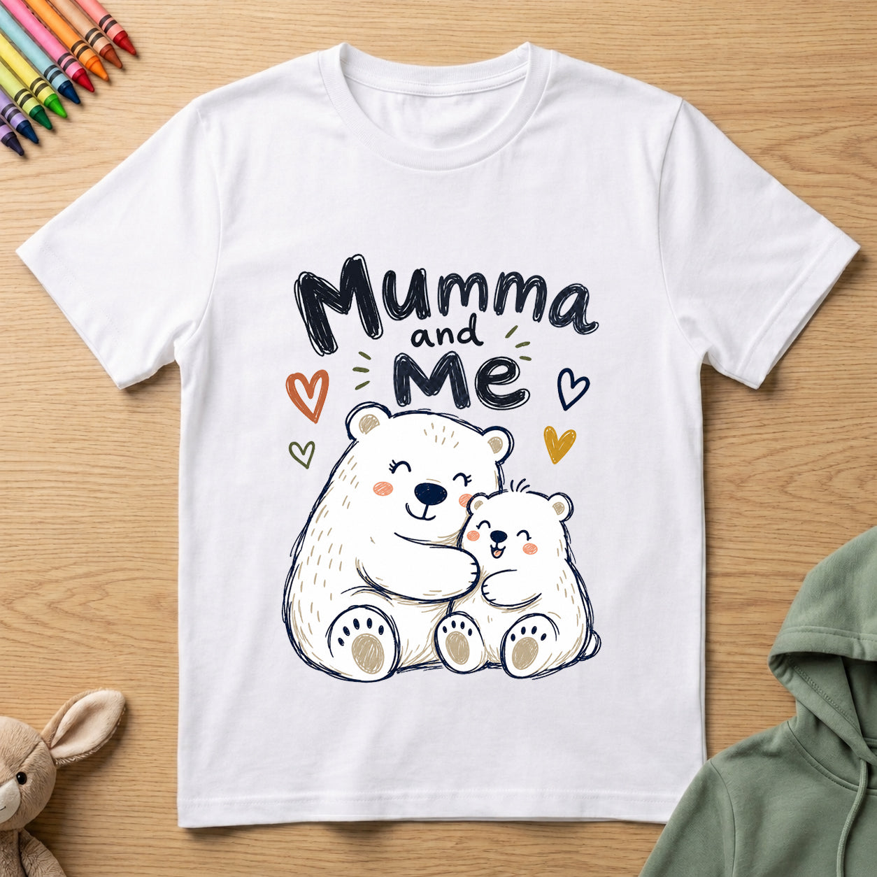 Mumma and Me - Polar Bear - Kids Crew Neck T-Shirt
