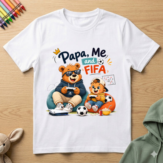 Papa, Me and FIFA - Kids Crew Neck T-Shirt