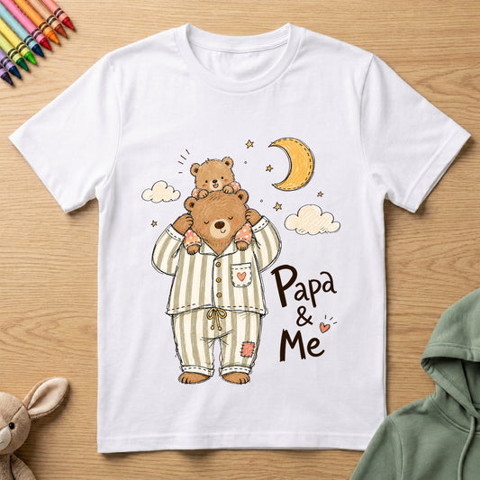 Papa and Me - Bedtime - Kids Crew Neck T-Shirt