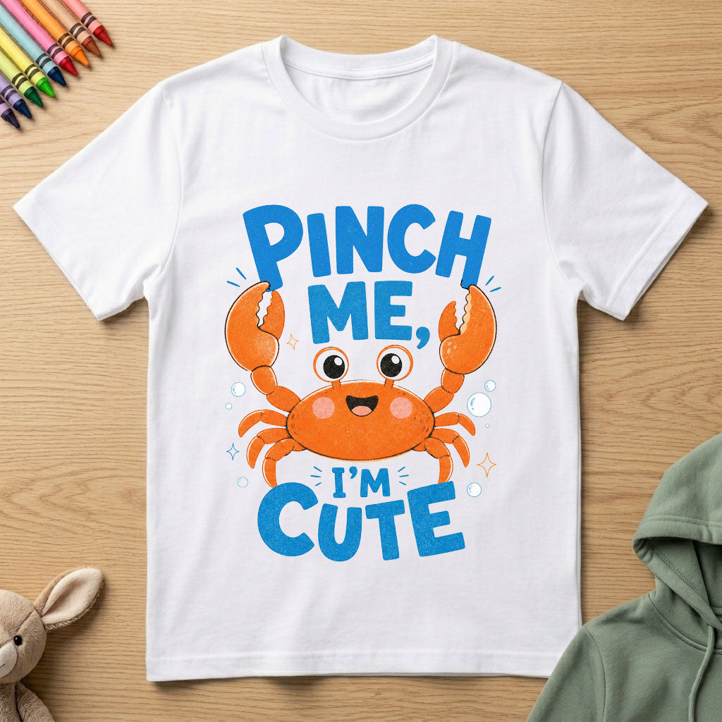 Pinch Me, I'm Cute - Kids Crew Neck T-Shirt