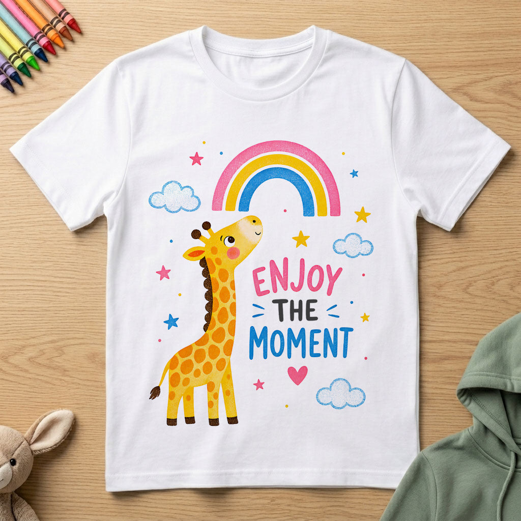 Enjoy the Moment - Giraffe - Kids Crew Neck T-Shirt