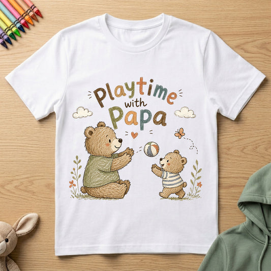 Playtime with Papa - Kids Crew Neck T-Shirt