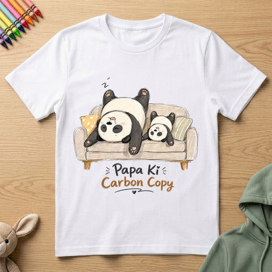 Papa Ki Carbon Copy - Sleeping Panda - Kids Crew Neck T-Shirt