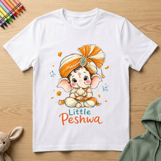 Ganesha Little Peshwa - Kids Crew Neck T-Shirt