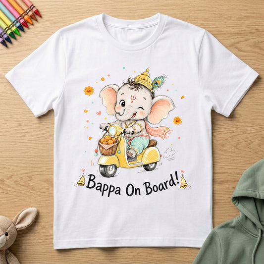 Bappa On Board - Kids Crew Neck T-Shirt