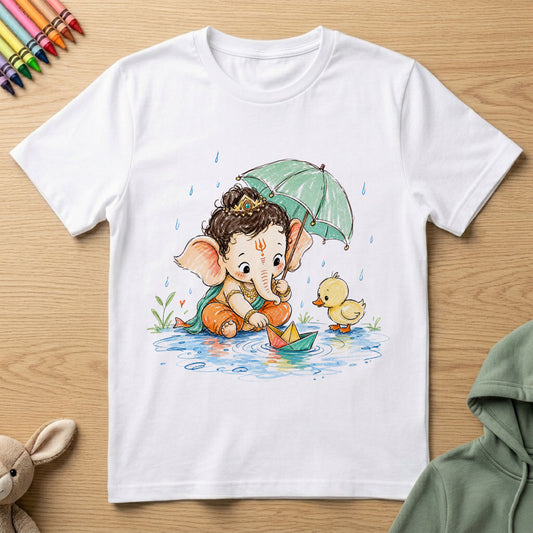 Ganesha PaperBoat - Kids Crew Neck T-Shirt