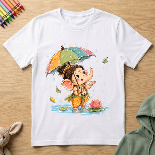 Ganesha Curious - Kids Crew Neck T-Shirt