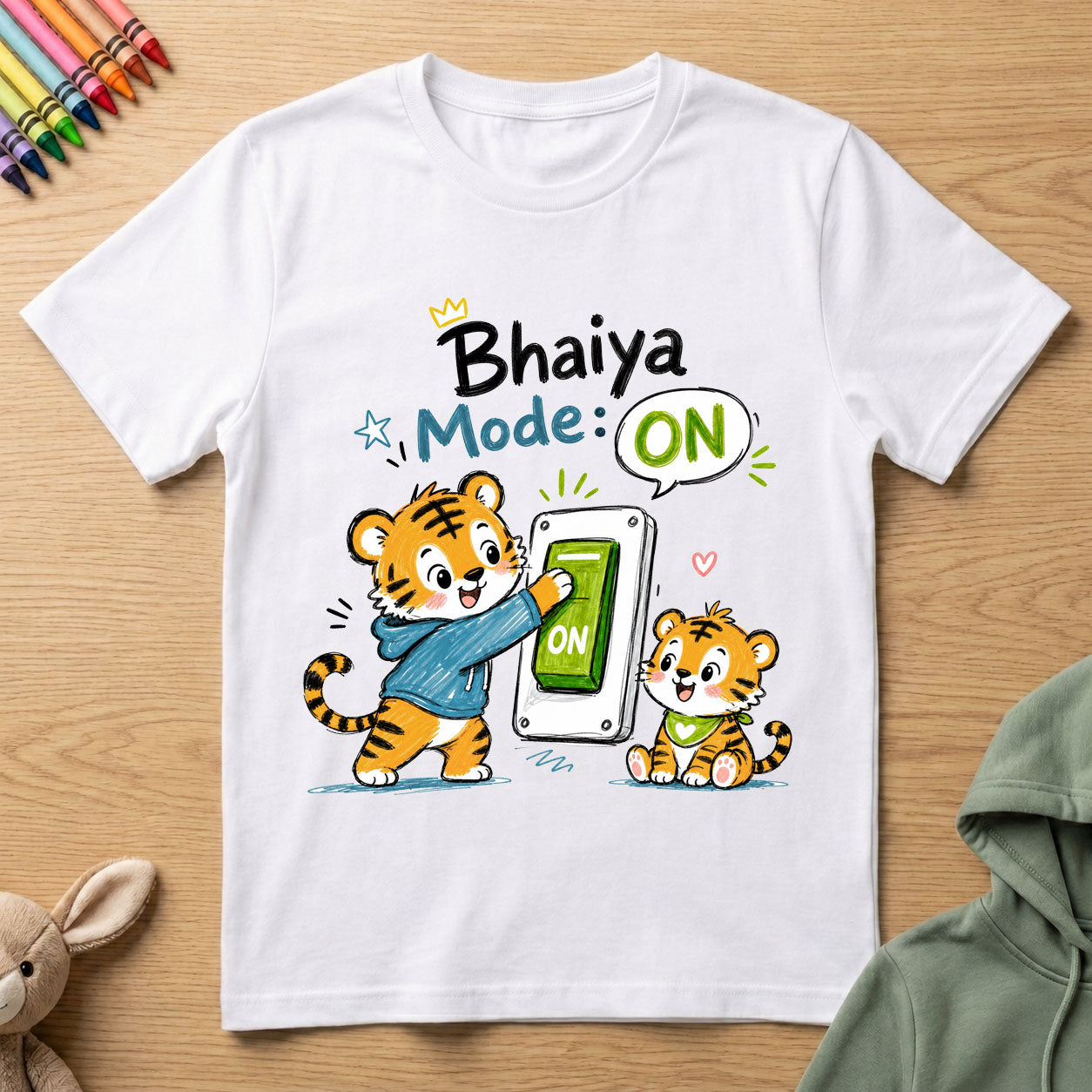 Bhaiya mode on - kids Crew Neck T-Shirt