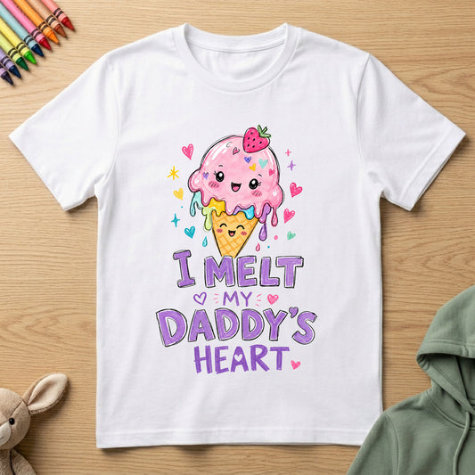 I melt my Daddy's Heart - Kids Crew Neck T-Shirt