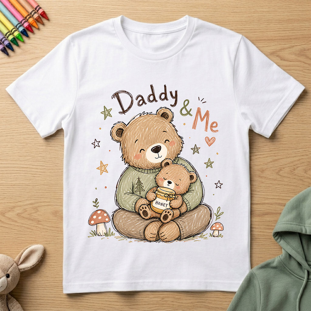 Daddy And Me - Teddy Bear - Kids Crew Neck T-Shirt