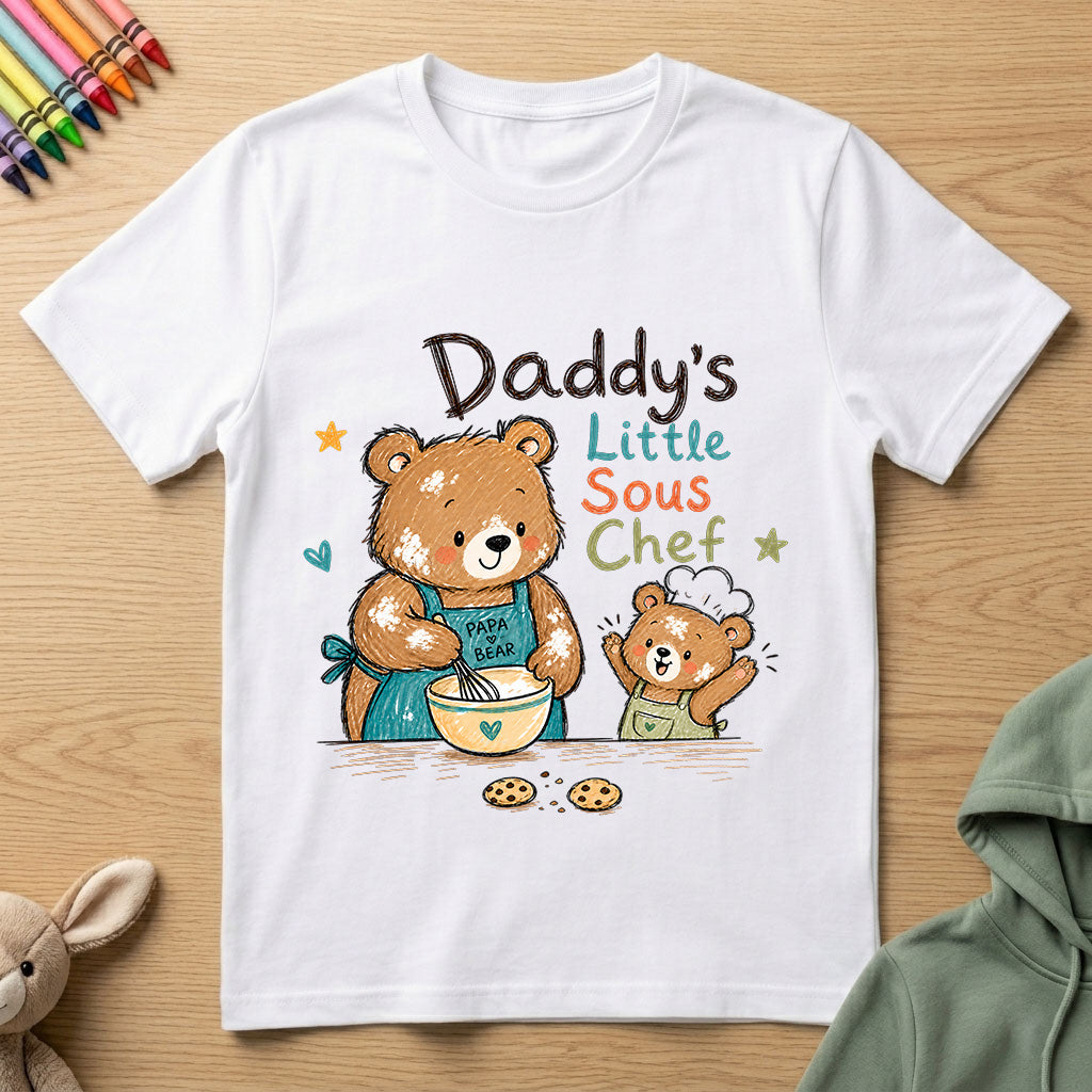 Daddy's Little Sous Chef - Kids Crew Neck T-Shirt
