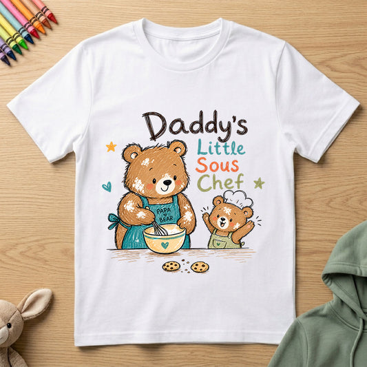 Daddy's Little Sous Chef - Kids Crew Neck T-Shirt