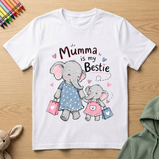 Mumma is my Bestie - Kids Crew Neck T-Shirt