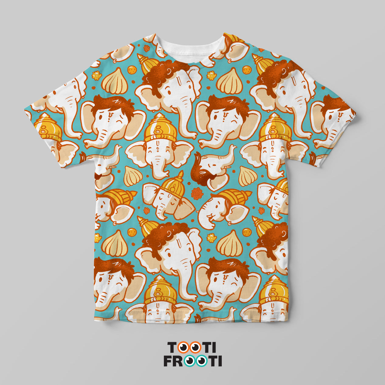 Ganesha Faces Blue - Kids AOP (Polyester)T-Shirt