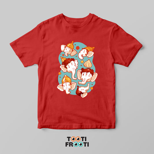 Ganesha Faces - Crew Neck T-Shirt