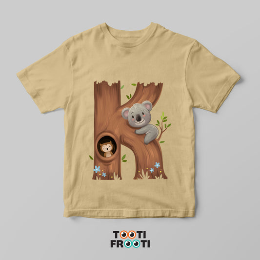 K for Koala - Kids Crew Neck T-Shirt