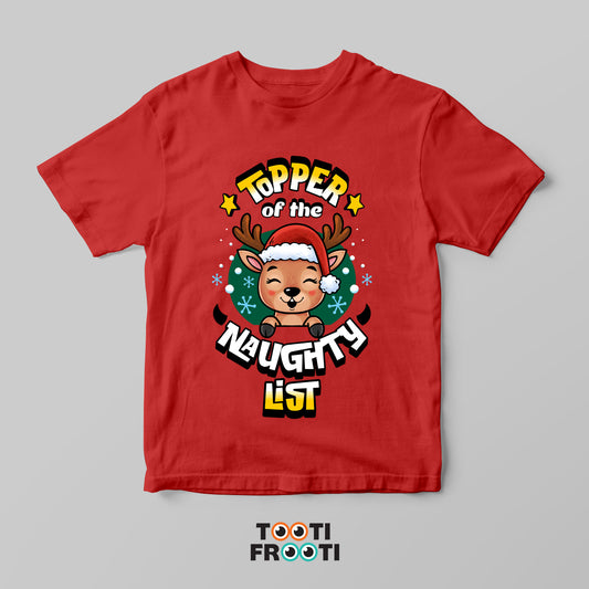 Topper of the Naughty List - Kids Crew Neck T-Shirt
