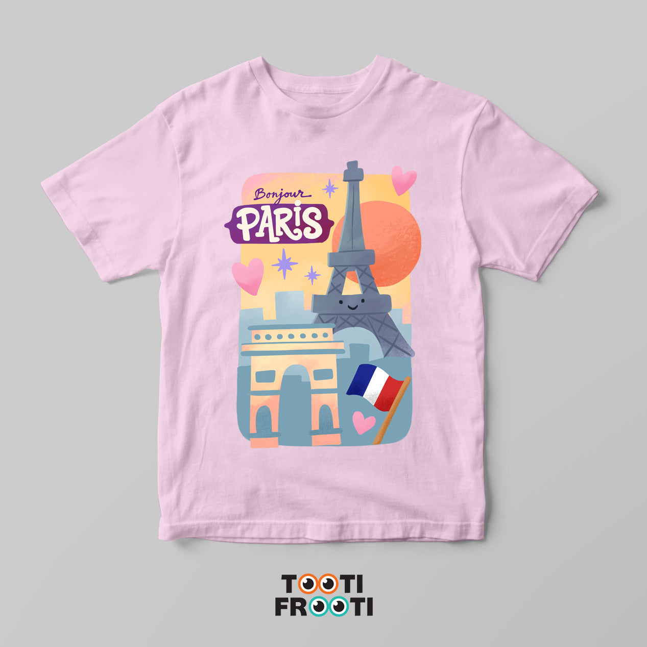 Bonjour Paris - Kids Crew Neck T-Shirt