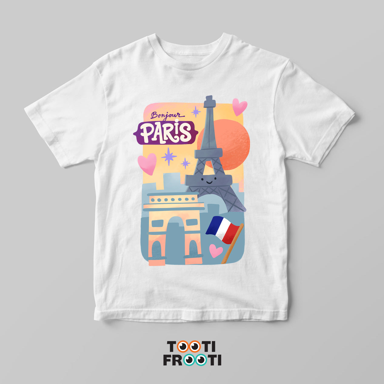 Bonjour Paris - Kids Crew Neck T-Shirt
