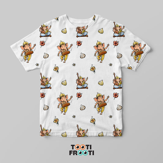 Ganesha Music White - Kids AOP T-Shirt